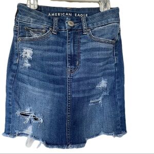 American Eagle Size 00 R stretch Blue Jean Skirts